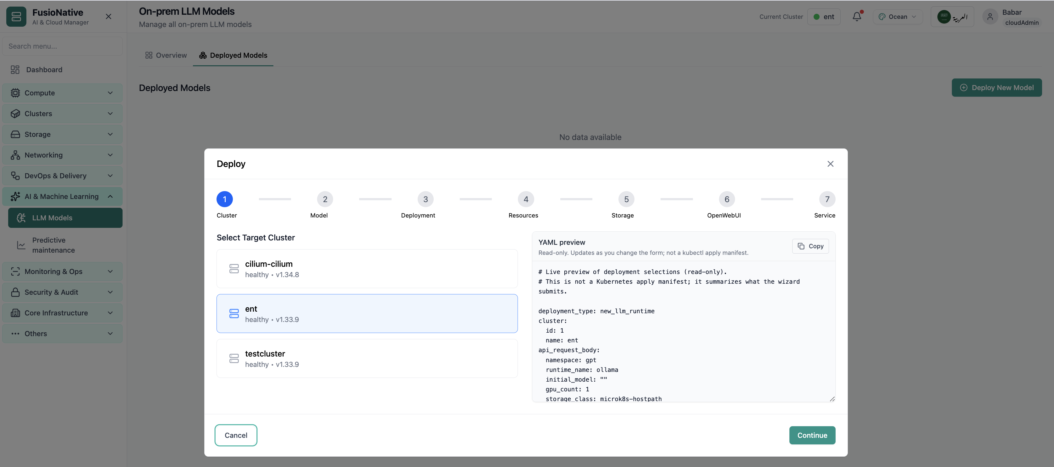 Deploy · Cluster